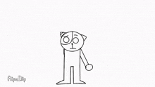 a black and white drawing of a cat crying with a shadow on the ground .