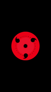 a red circle with a black center and a black circle around it