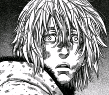 a black and white drawing of a person 's face with a surprised look on their face