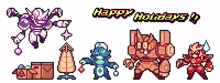 a pixel art greeting card that says happy holidays on it