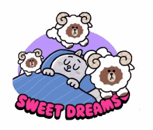 sweet dreams cony and brown bear bunny bear couple