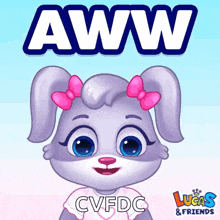 a picture of a rabbit with the words aww cvfddc