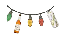 a can of bitburger premium beer hangs from a string