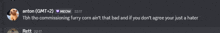 a screenshot of a discord conversation between anton and rett