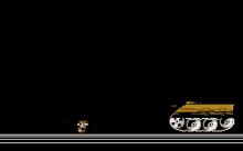 a video game scene with a few stars and a few bombs flying around