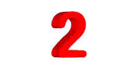 a red number 2 on a white surface