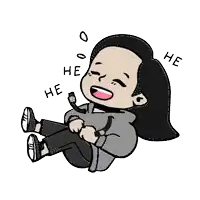 a cartoon of a person laughing with the word he coming out of her mouth