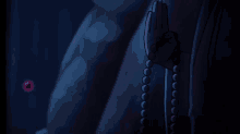 a cartoon drawing of a person holding a rosary