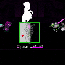 a screenshot of a video game with a character named susie and a heart .