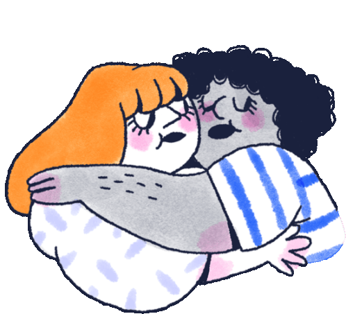 Two Friends Hug Affectionately Sticker - International Womens Day Hug Comfort Stickers