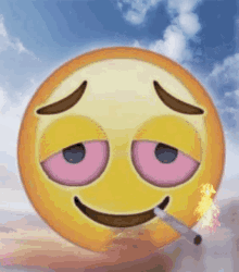 emoji high smoking weed head open flame