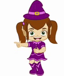 a cartoon girl in a witch costume is laughing