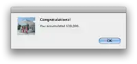 congratulations you accumulated $ 30,000 with an ok button below it