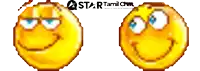 a star tamil chat logo with a smiley face