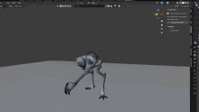 a computer screen shows a 3d model of a skeleton dancing