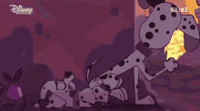a disney channel advertisement shows a dalmatian laying in a cemetery