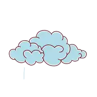 a cartoon drawing of a cloud with rain drops falling from it