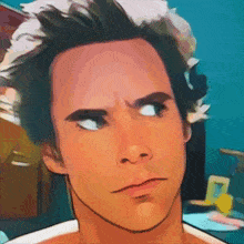 a close up of a man 's face with his eyes closed