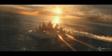 a sunset over the ocean with the words kinocheck on the bottom right