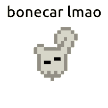 a pixel art of a cat with the words bonecar imao written below it