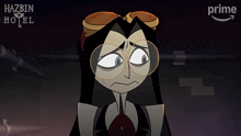 a poster for hazbin hotel shows a woman with glasses