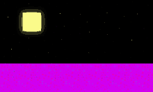a yellow square is glowing in the night sky above a purple and black background .