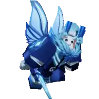 a video game character with blue wings and a sword
