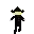 a pixel art illustration of a man in a black suit and hat .