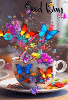 Papillons Butterflies GIF - Papillons Butterflies Tasse Café GIFs