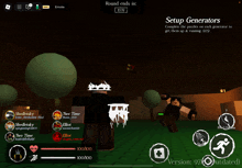a screenshot of a game that says setup generators at the top