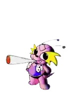 a cartoon character is smoking a cigarette with a white background