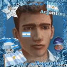 a picture of a man with the word argentina written on it