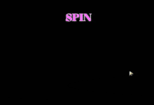 a woman in a purple dress is standing in a field of flowers with the word spin behind her