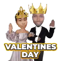 a man and a woman with crowns on their heads and the words valentines day below them
