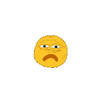 a cartoon drawing of a sad smiley face on a white background