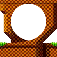 a checkered background with a white circle in the center