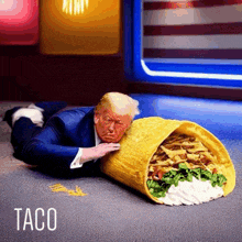 donald trump laying on the floor with a taco on the ground
