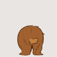 a cartoon drawing of a brown bear with a big butt