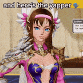 a video game character with the words and here 's the yapper on the bottom