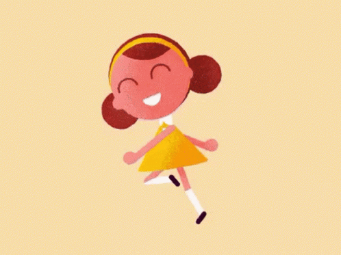 excited girl jumping cartoon