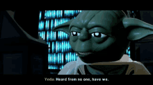 Lego Star Wars Yoda GIF - Lego Star Wars Yoda Heard From No One Have We GIFs