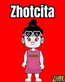 a cartoon of a girl holding a heart with the name zhotcita
