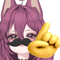 a girl with purple hair and a mustache is giving a thumbs up sign