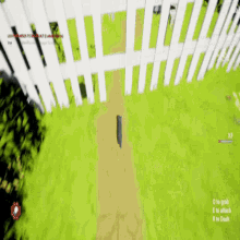 a white picket fence surrounds a path in a game