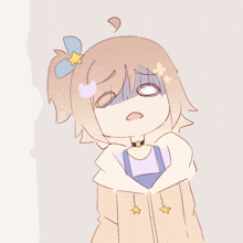 a drawing of a girl with a bow on her head