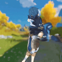 a video game character is carrying another character on his shoulders