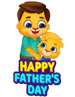 a happy father 's day greeting card with a man holding a little boy