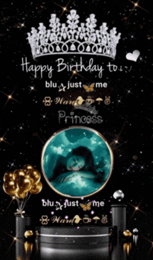 a birthday card with a picture of a woman and the words happy birthday to blu just me