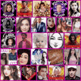a collage of people with purple reign written on the bottom