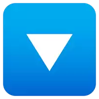 a blue square with a white arrow pointing to the right